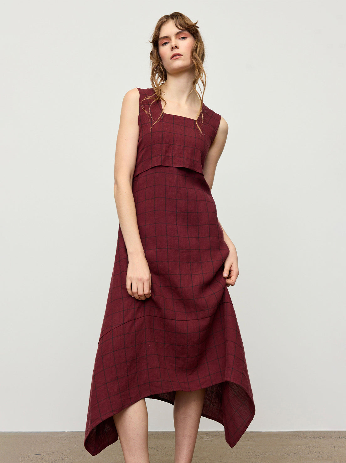 Kuwaii - Calla Dress - Sangria Grid