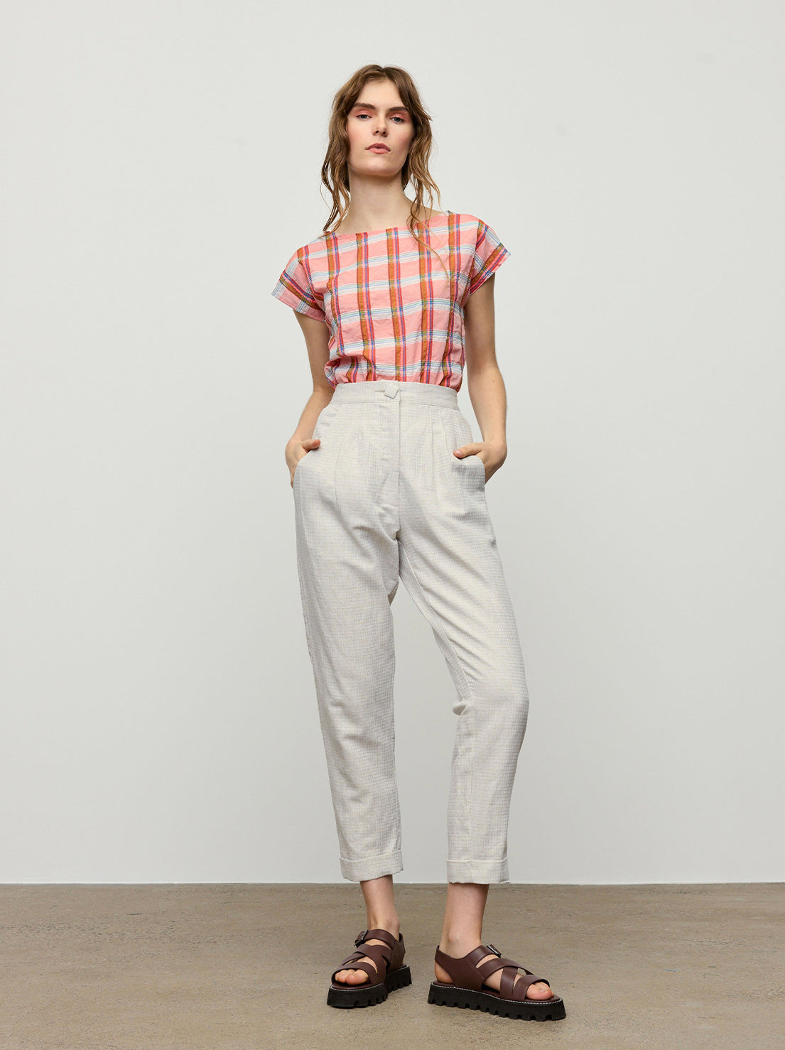 Kuwaii - Hush Pant - Oatmeal Grid