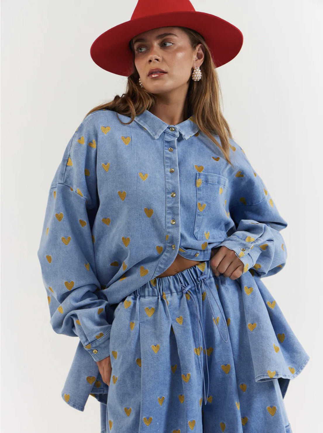 La Bohème Girls - Clyde Shirt - Denim Hearts