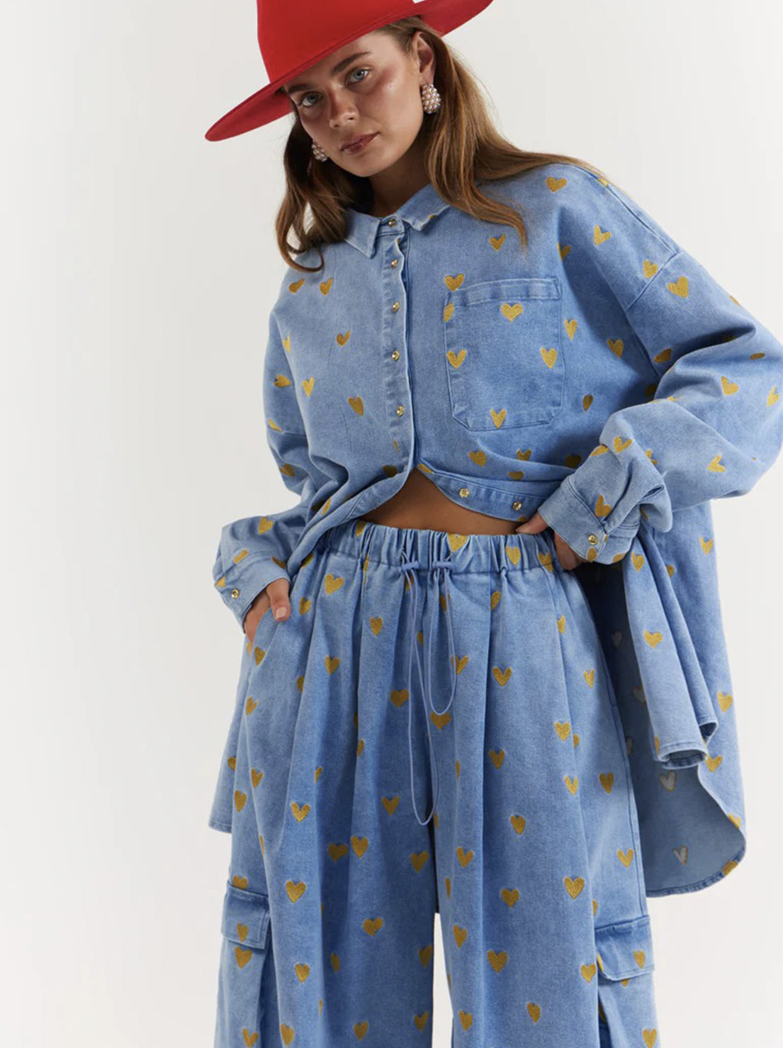 La Bohème Girls - Ezra Pants - Denim Hearts