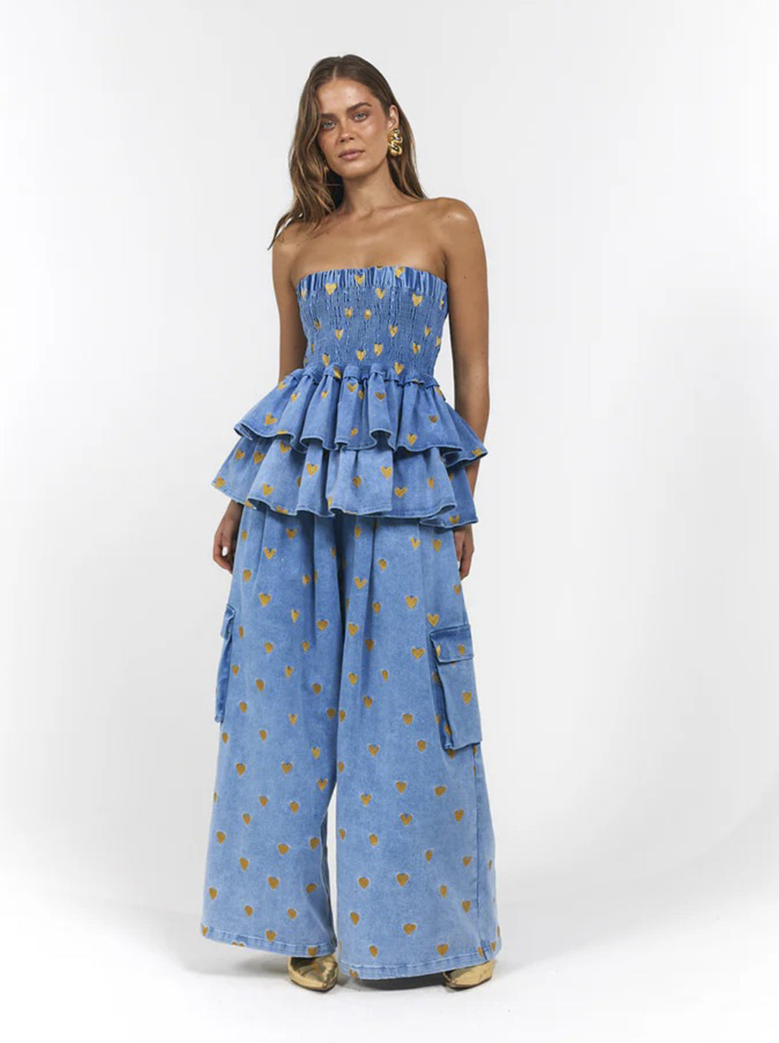 La Bohème Girls - Ezra Pants - Denim Hearts