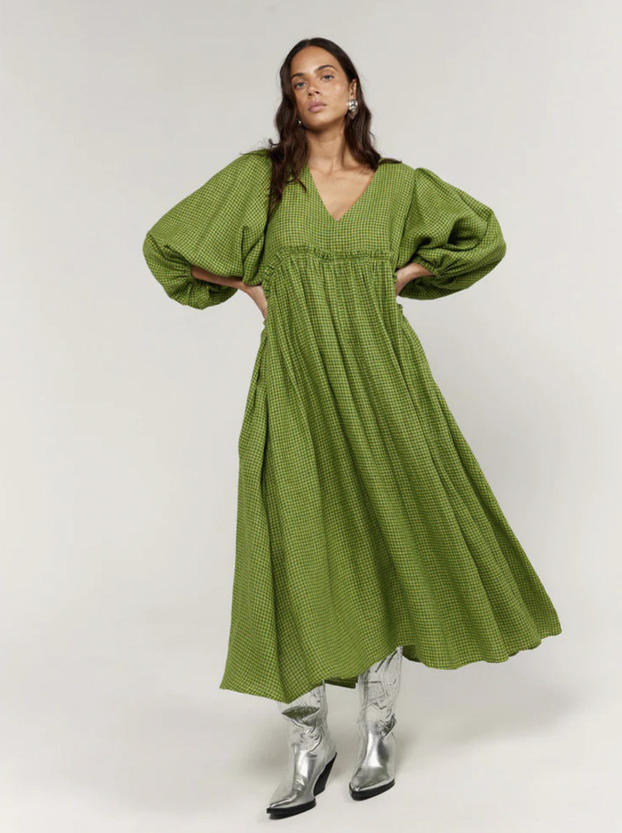 La Bohème Girls - Marlowe Midi Dress - Green Gingham – Abicus