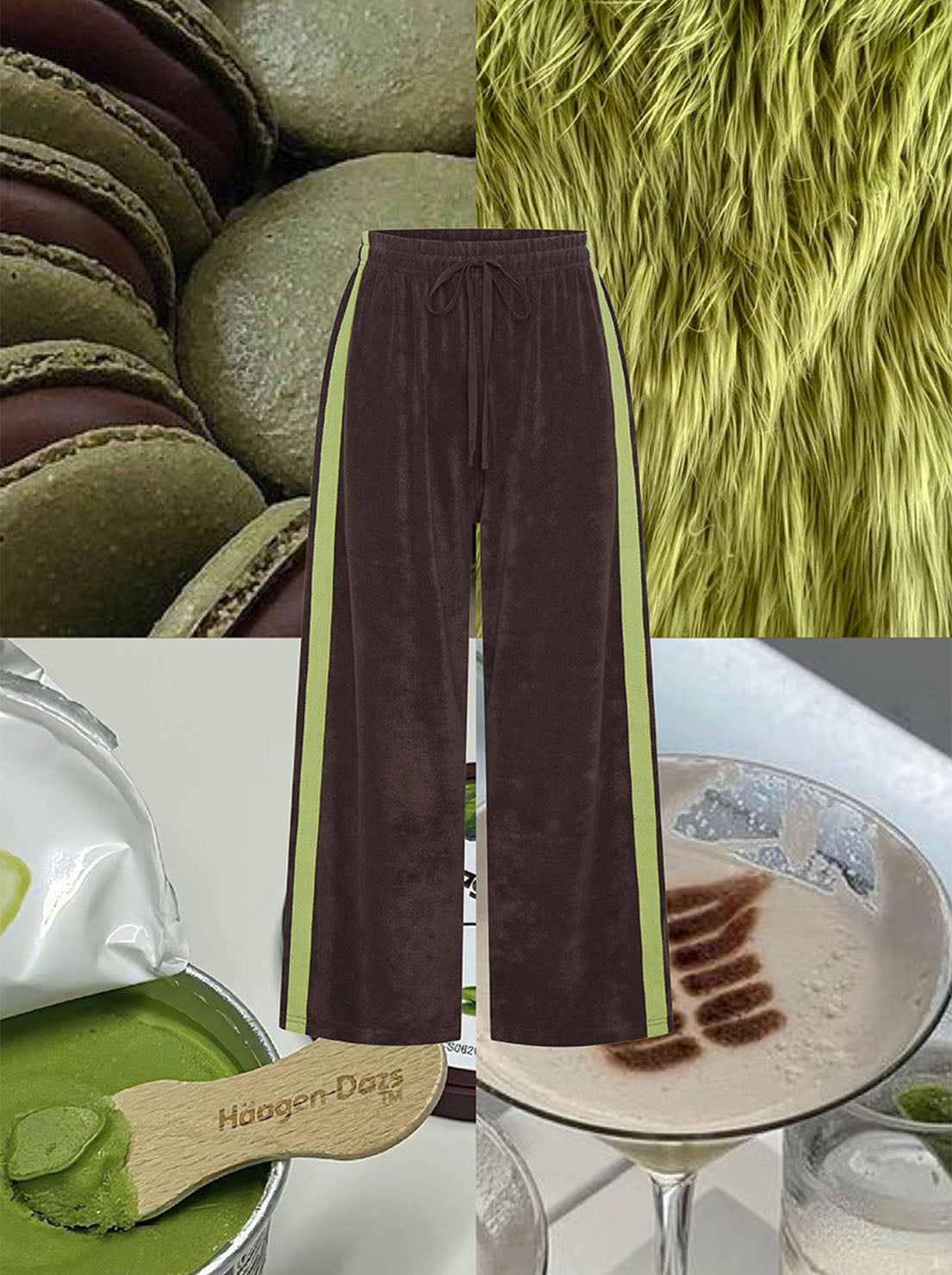 La Bohème Girls - Viva Terry Pants - Choc / Lime
