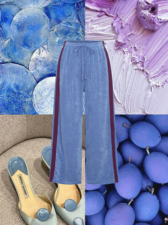 La Bohème Girls - Viva Terry Pants - Cornflower Blue / Plum