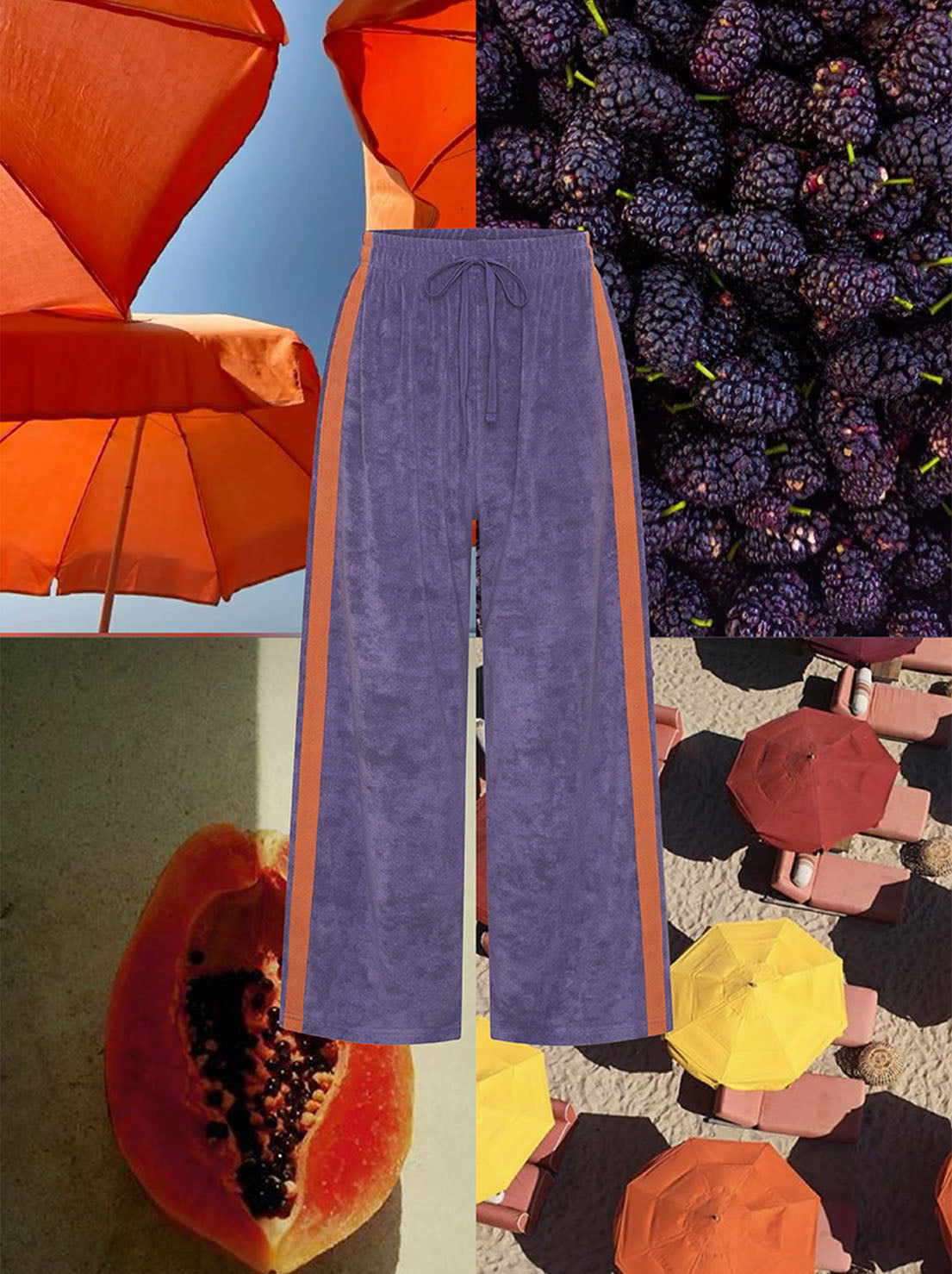 La Bohème Girls - Viva Terry Pants - Grape / Orange