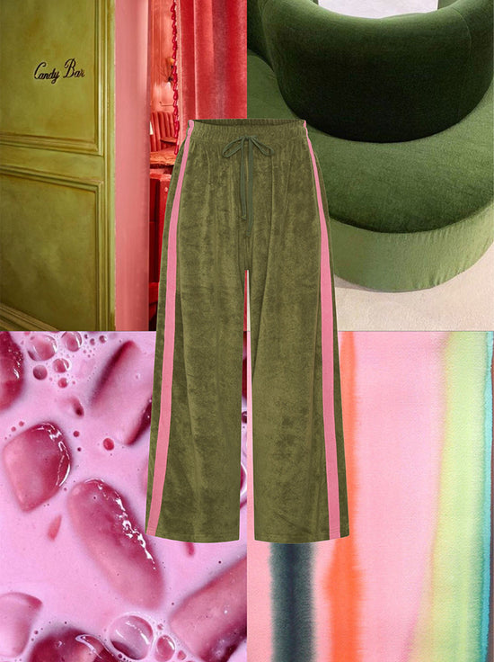 La Bohème Girls - Viva Terry Pants - Olive / Pink