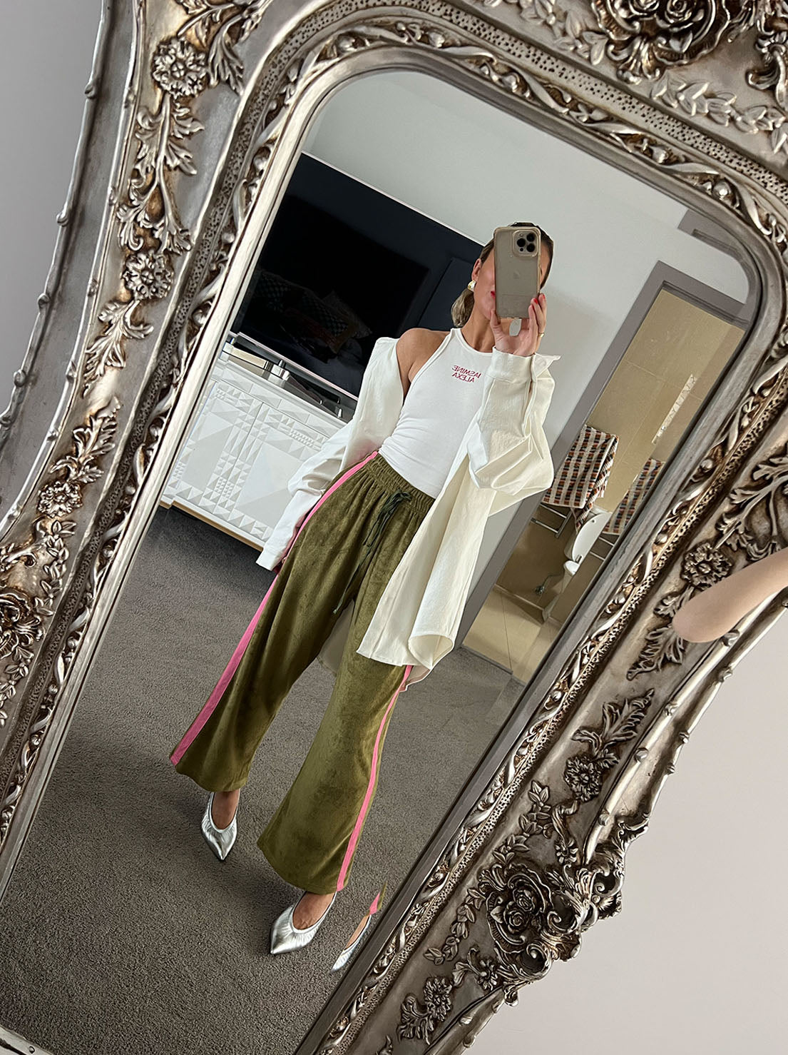 La Bohème Girls - Viva Terry Pants - Olive / Pink