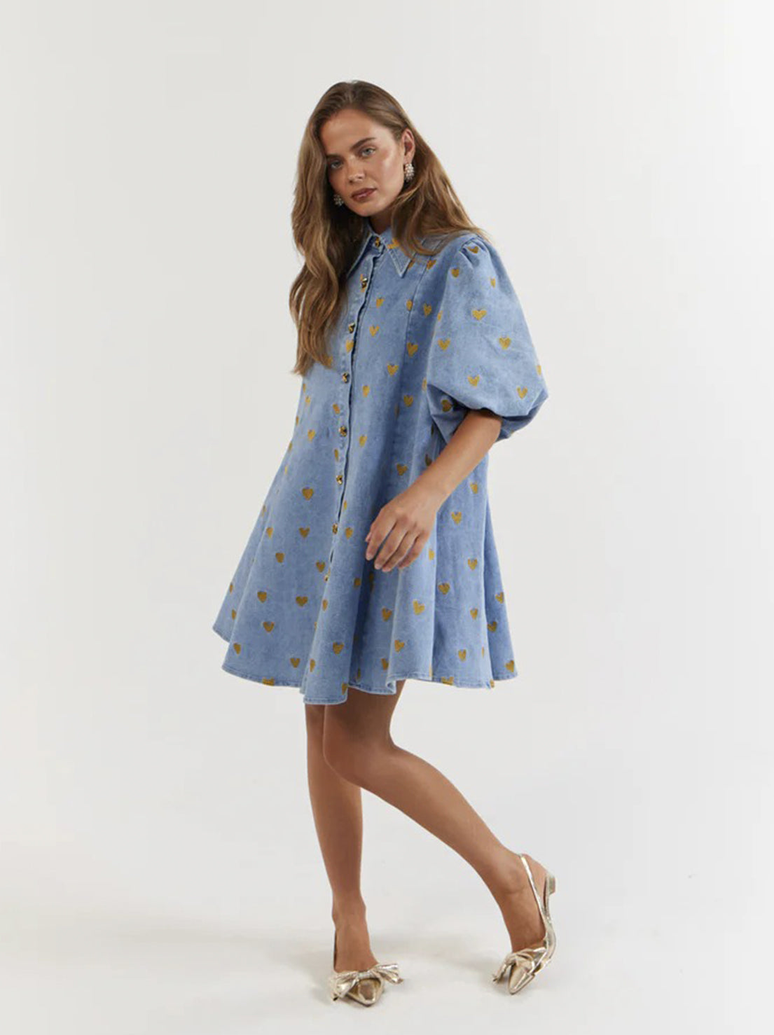 La Bohème Girls - Peyton Mini Dress - Denim Hearts