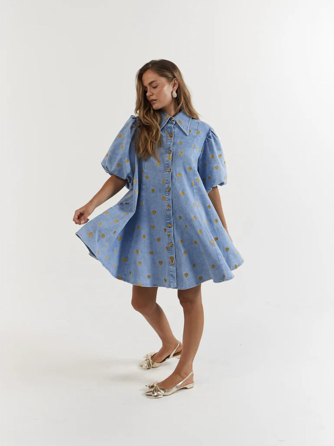 La Bohème Girls - Peyton Mini Dress - Denim Hearts