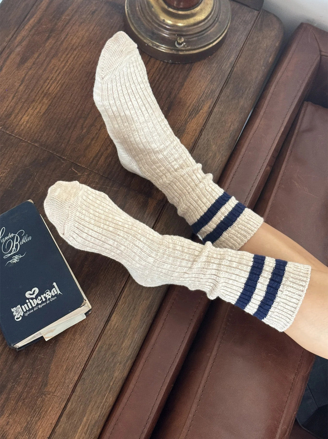 Le Bon Shoppe - Cottage Varsity Socks - Oatmeal Varsity
