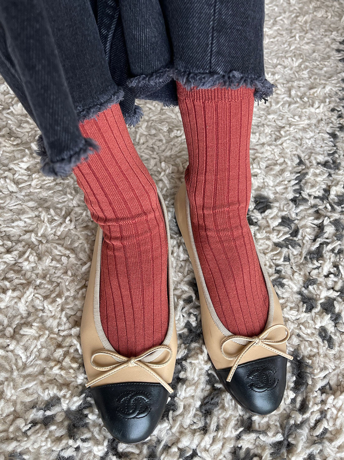 Le Bon Shoppe - Her Socks - MCC Rib - Terracotta