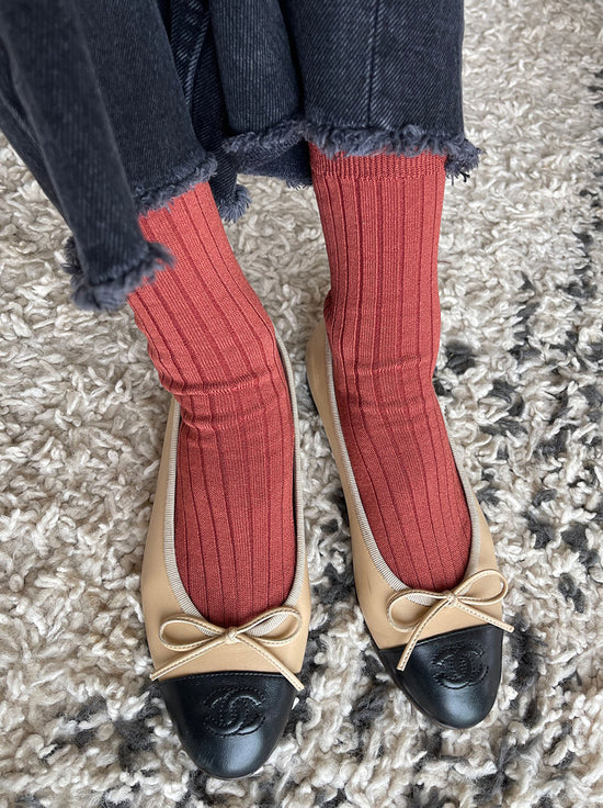 Le Bon Shoppe - Her Socks - MCC Rib - Terracotta