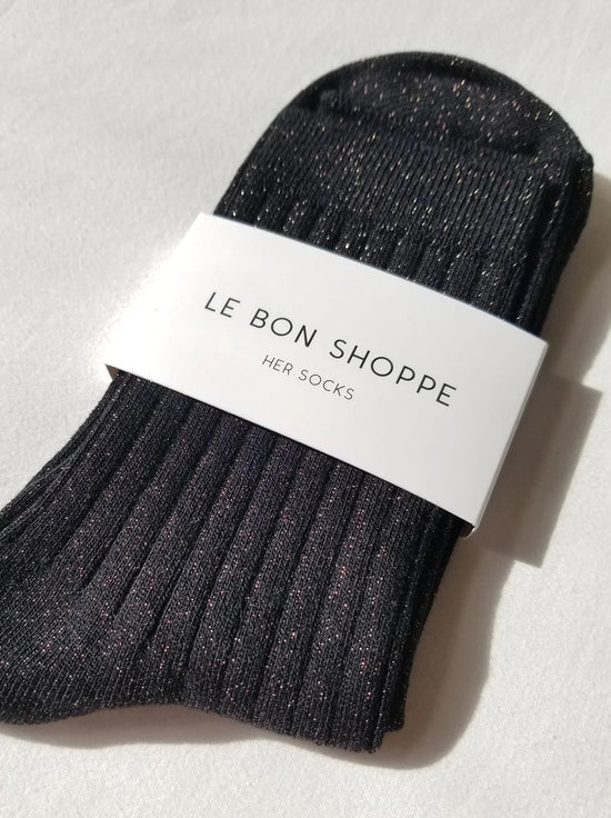 Le Bon Shoppe - Her Socks - Glitter - Copper Black