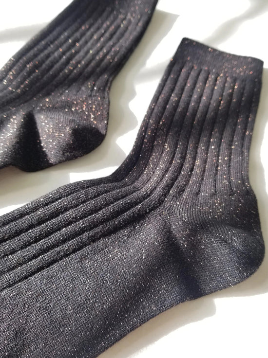 Le Bon Shoppe - Her Socks - Glitter - Copper Black