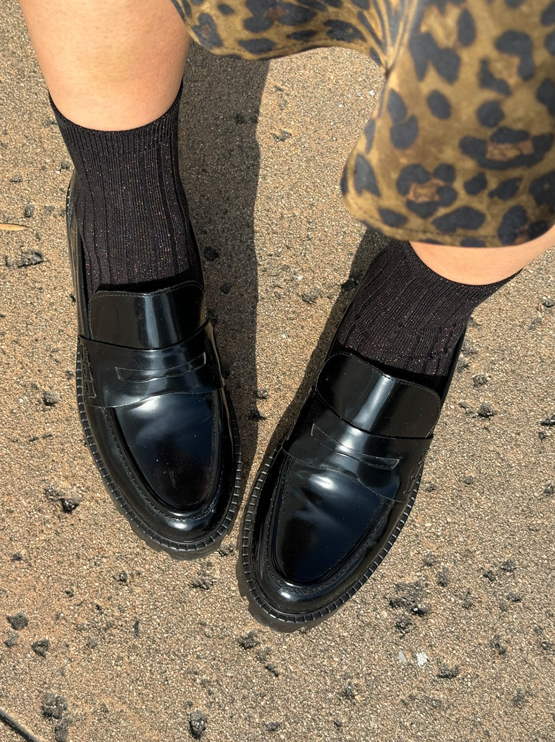 Le Bon Shoppe - Her Socks - Glitter - Copper Black