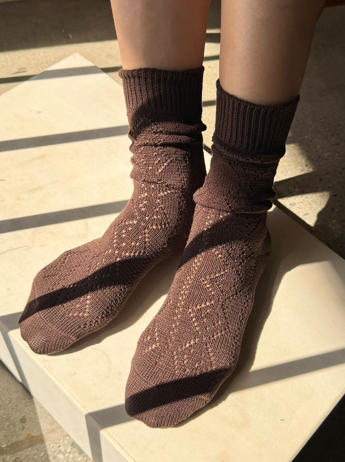 Le Bon Shoppe - Modal Eyelet Socks - Brown