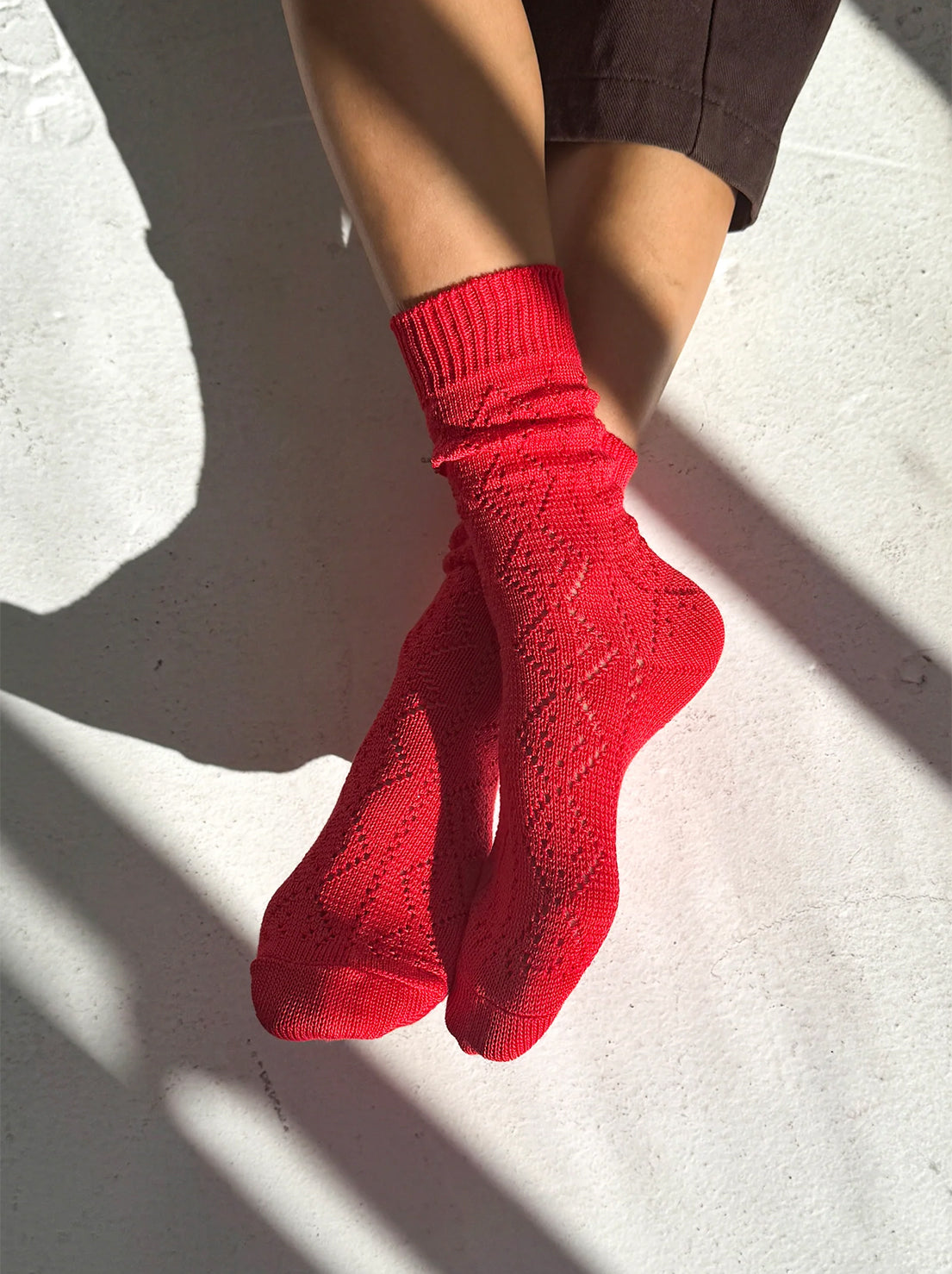Le Bon Shoppe - Modal Eyelet Socks - Poppy Red