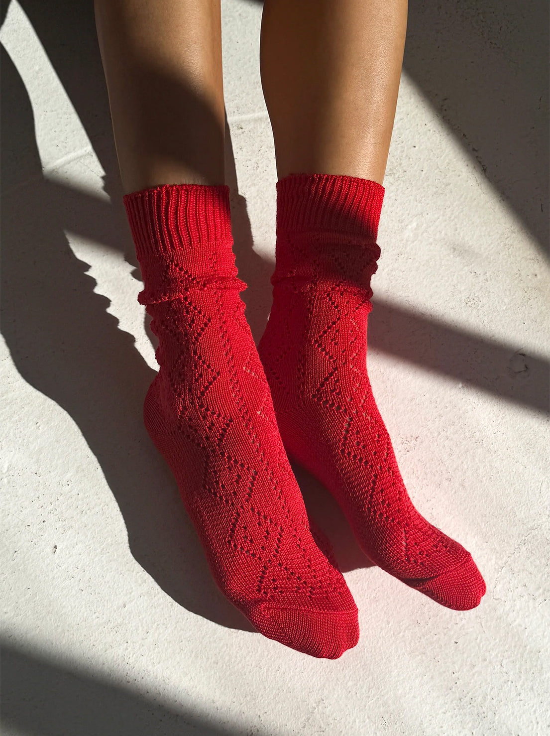 Le Bon Shoppe - Modal Eyelet Socks - Poppy Red