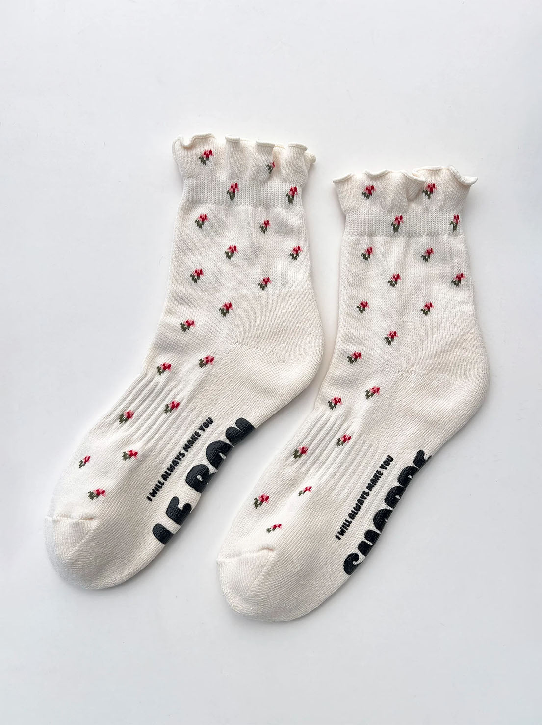 Le Bon Shoppe - Petal Ruffled Hugger Crew Socks - Cream Petal
