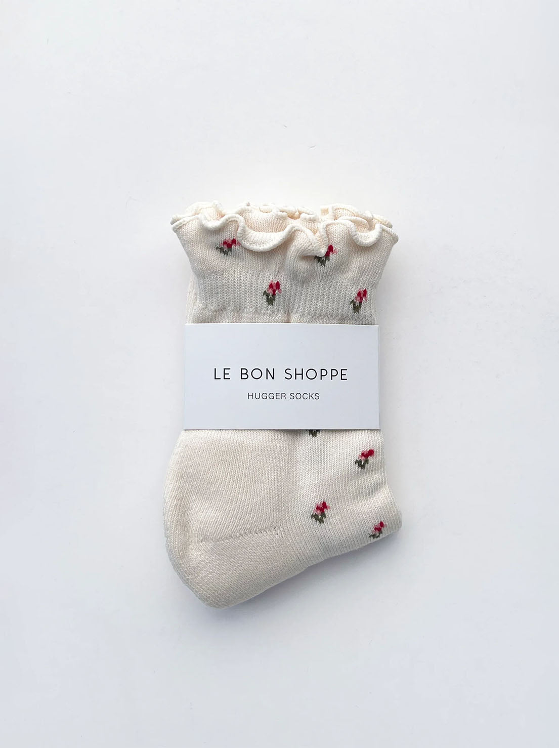 Le Bon Shoppe - Petal Ruffled Hugger Crew Socks - Cream Petal