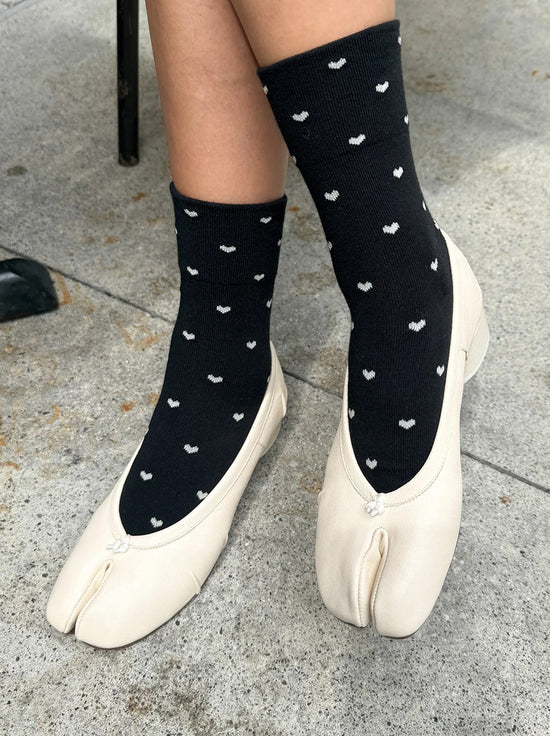 Le Bon Shoppe - Sneaker Socks - Heart - Black/Cream