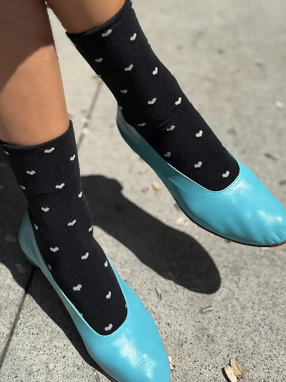 Le Bon Shoppe - Sneaker Socks - Heart - Black/Cream