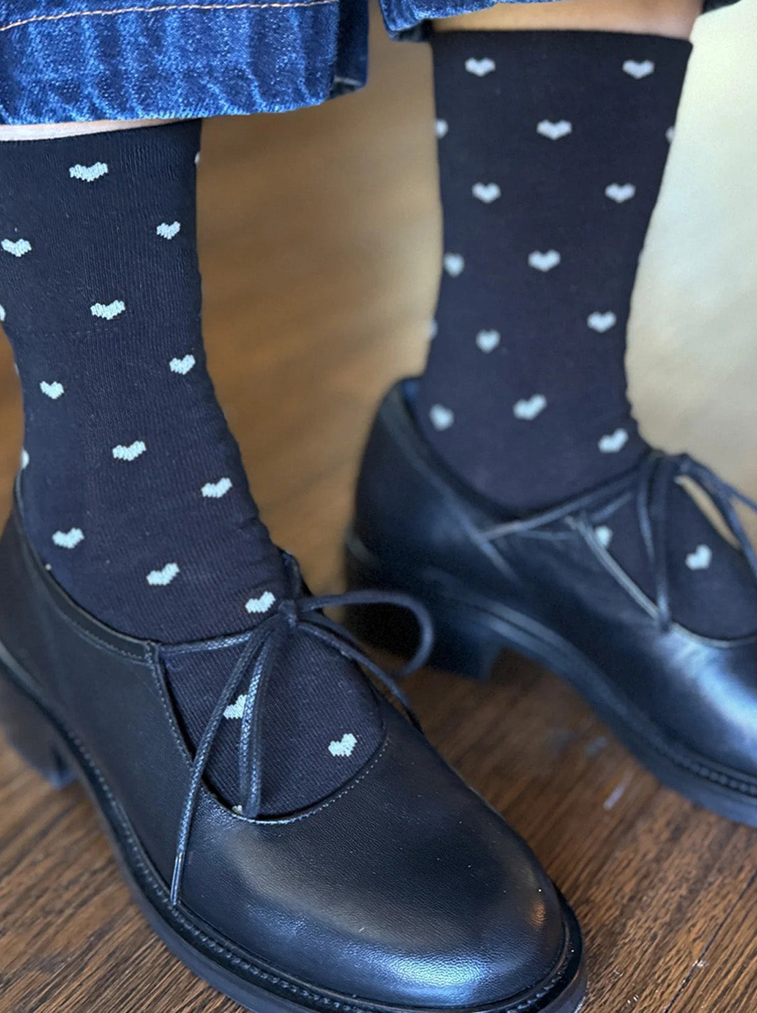 Le Bon Shoppe - Sneaker Socks - Heart - Black/Cream