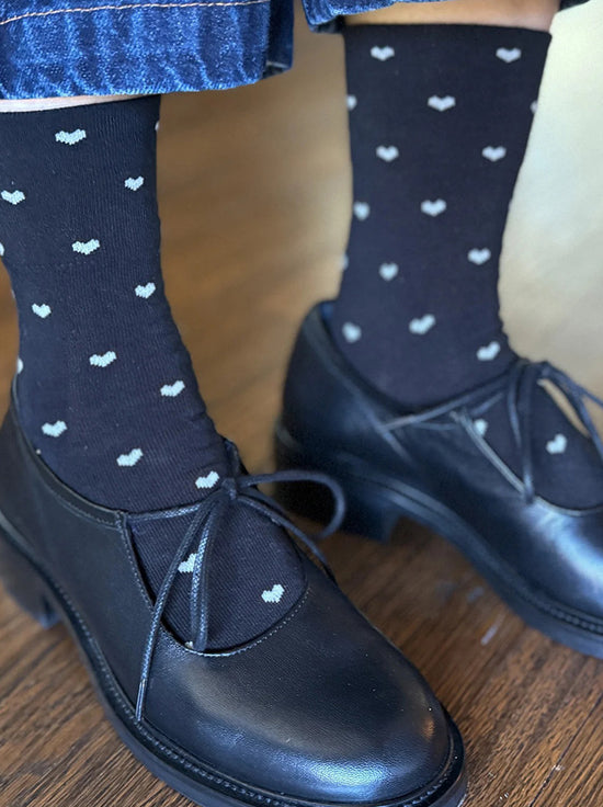Le Bon Shoppe - Sneaker Socks - Heart - Black/Cream