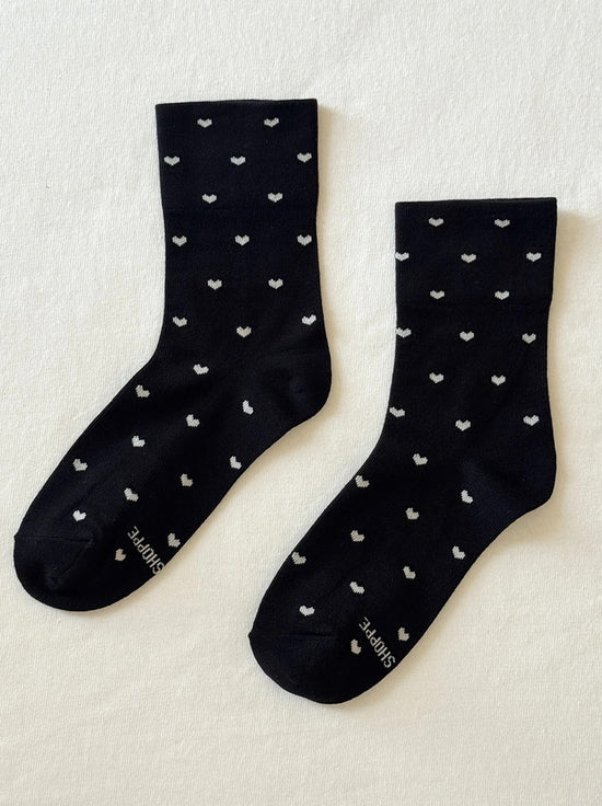 Le Bon Shoppe - Sneaker Socks - Heart - Black/Cream