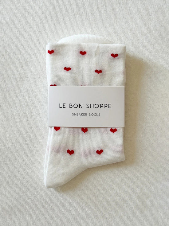 Le Bon Shoppe - Sneaker Socks - Heart - White/Red