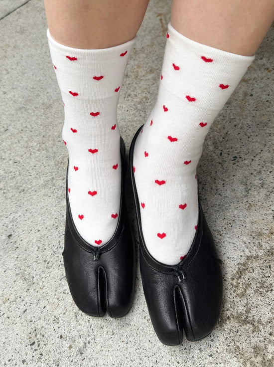Le Bon Shoppe - Sneaker Socks - Heart - White/Red