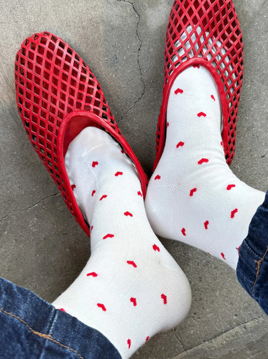 Le Bon Shoppe - Sneaker Socks - Heart - White/Red