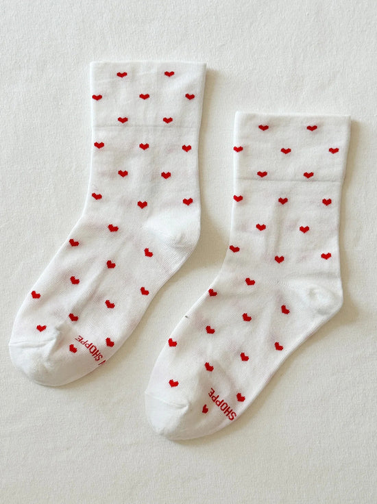 Le Bon Shoppe - Sneaker Socks - Heart - White/Red