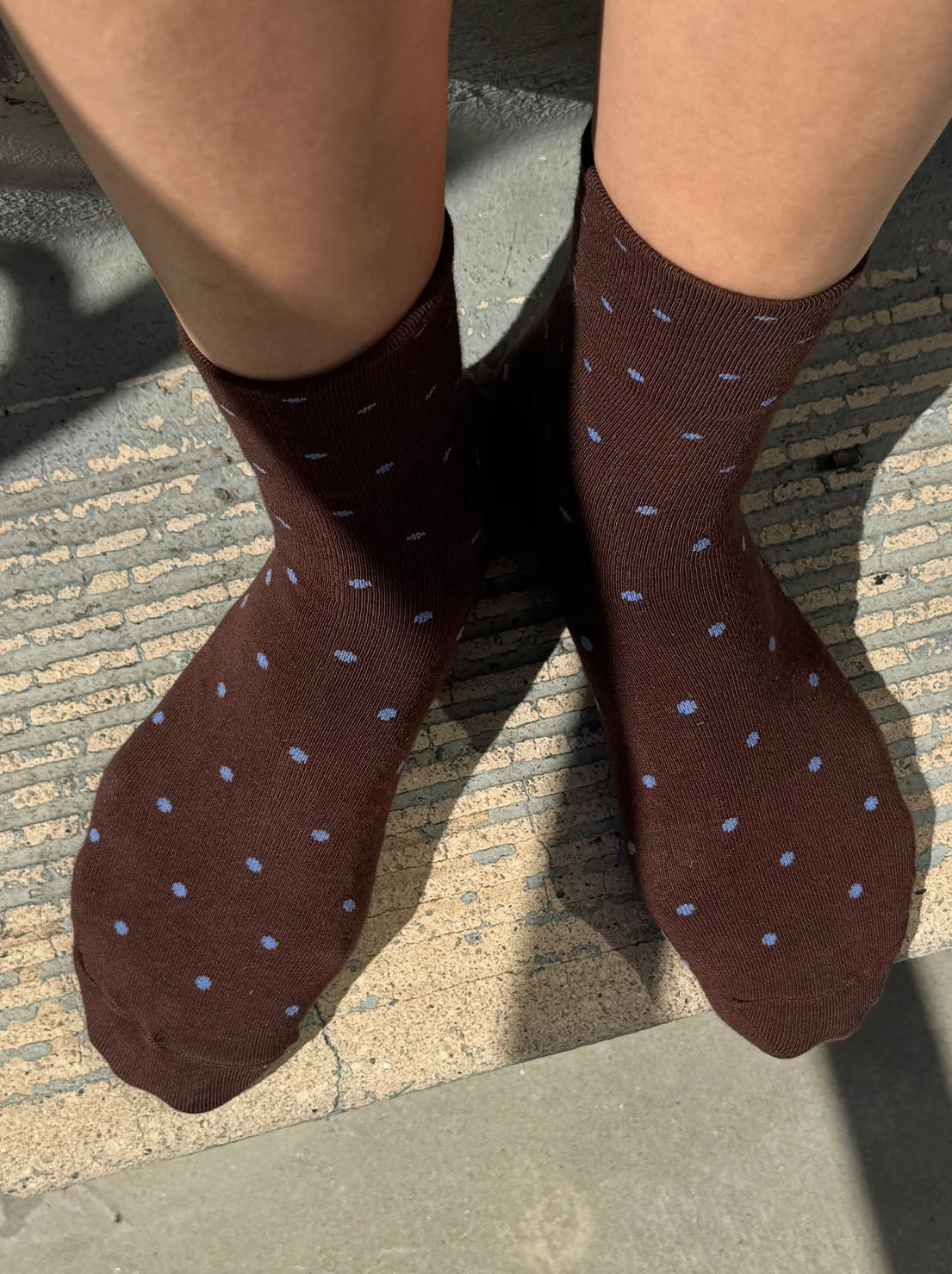 Le Bon Shoppe - Sneaker Socks - Polka Dot - Cacao/Blue
