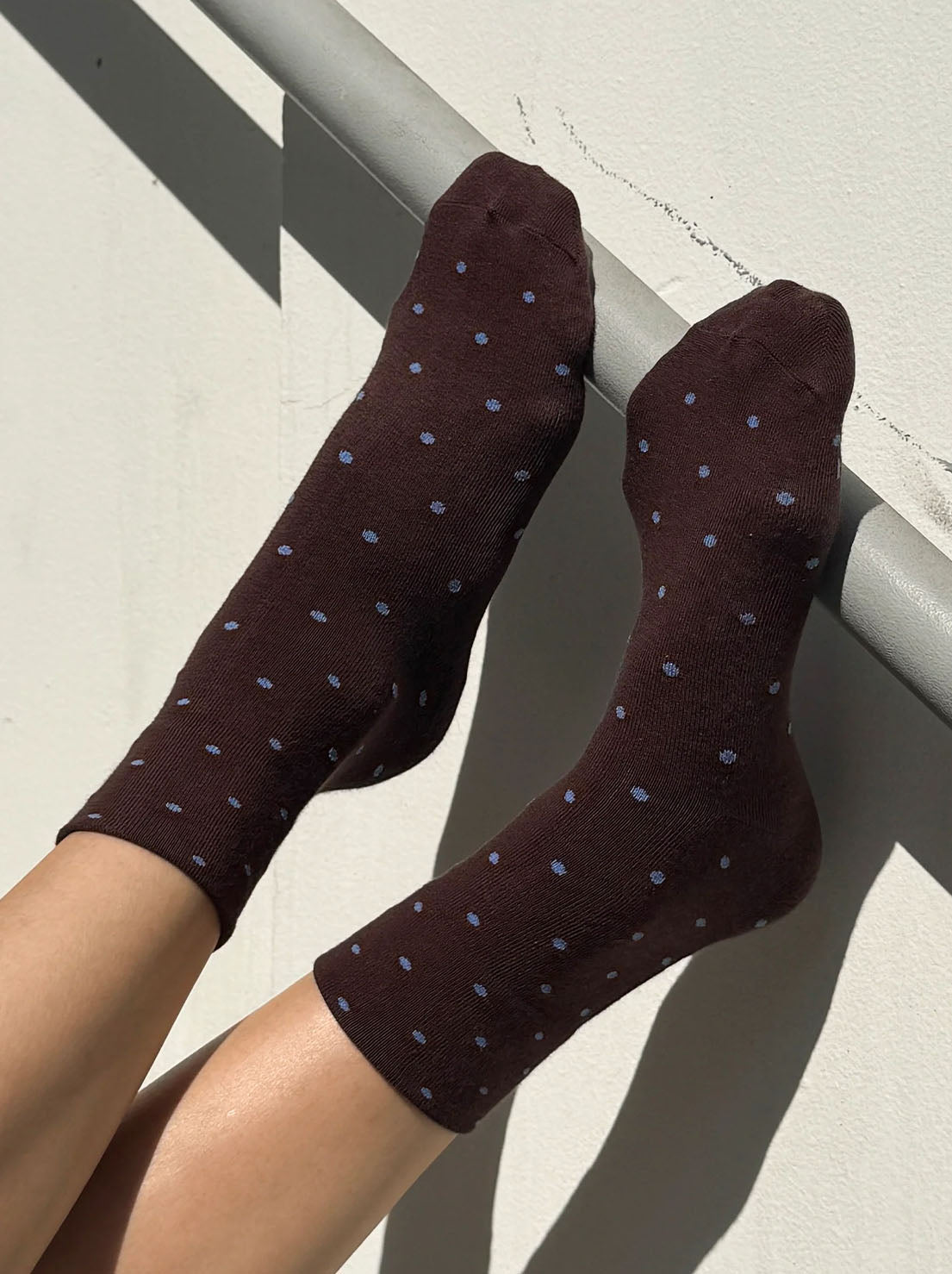 Le Bon Shoppe - Sneaker Socks - Polka Dot - Cacao/Blue