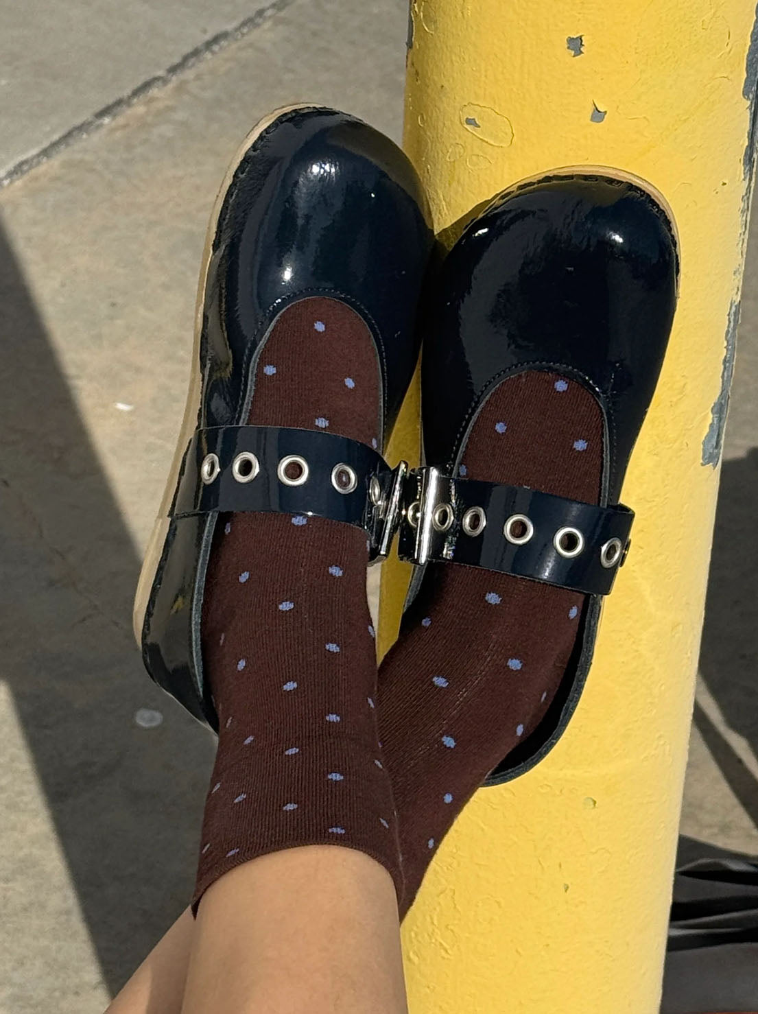 Le Bon Shoppe - Sneaker Socks - Polka Dot - Cacao/Blue