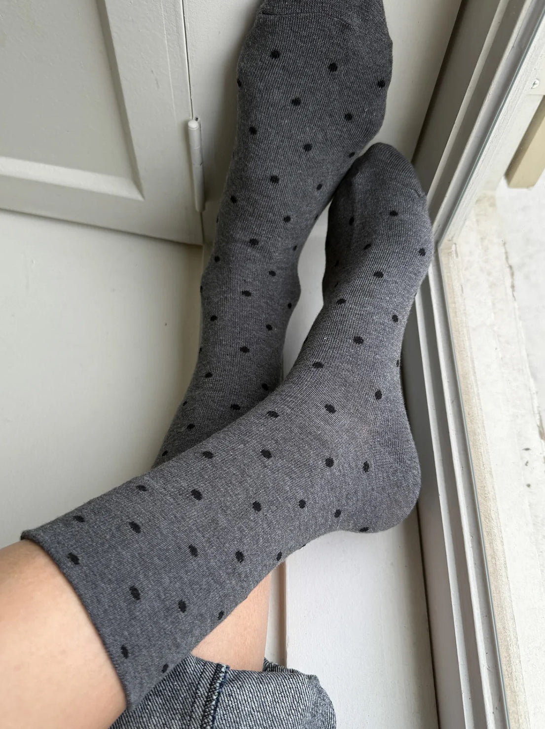 Le Bon Shoppe - Sneaker Socks - Polka Dot - Charcoal/Black