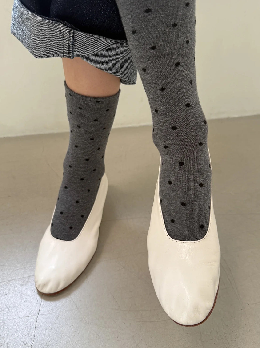 Le Bon Shoppe - Sneaker Socks - Polka Dot - Charcoal/Black