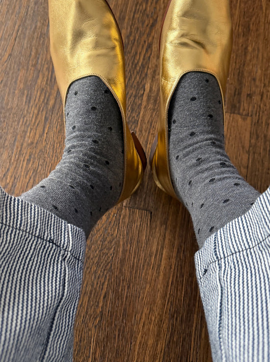 Le Bon Shoppe - Sneaker Socks - Polka Dot - Charcoal/Black
