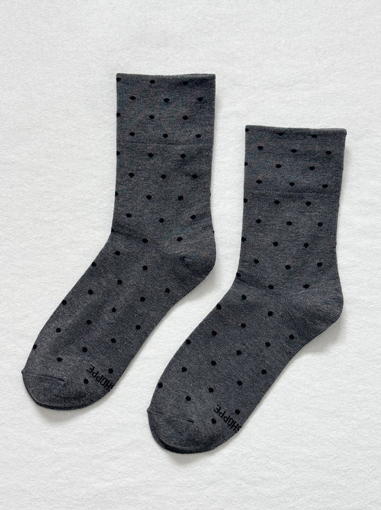 Le Bon Shoppe - Sneaker Socks - Polka Dot - Charcoal/Black