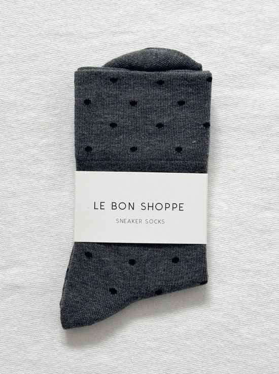 Le Bon Shoppe - Sneaker Socks - Polka Dot - Charcoal/Black