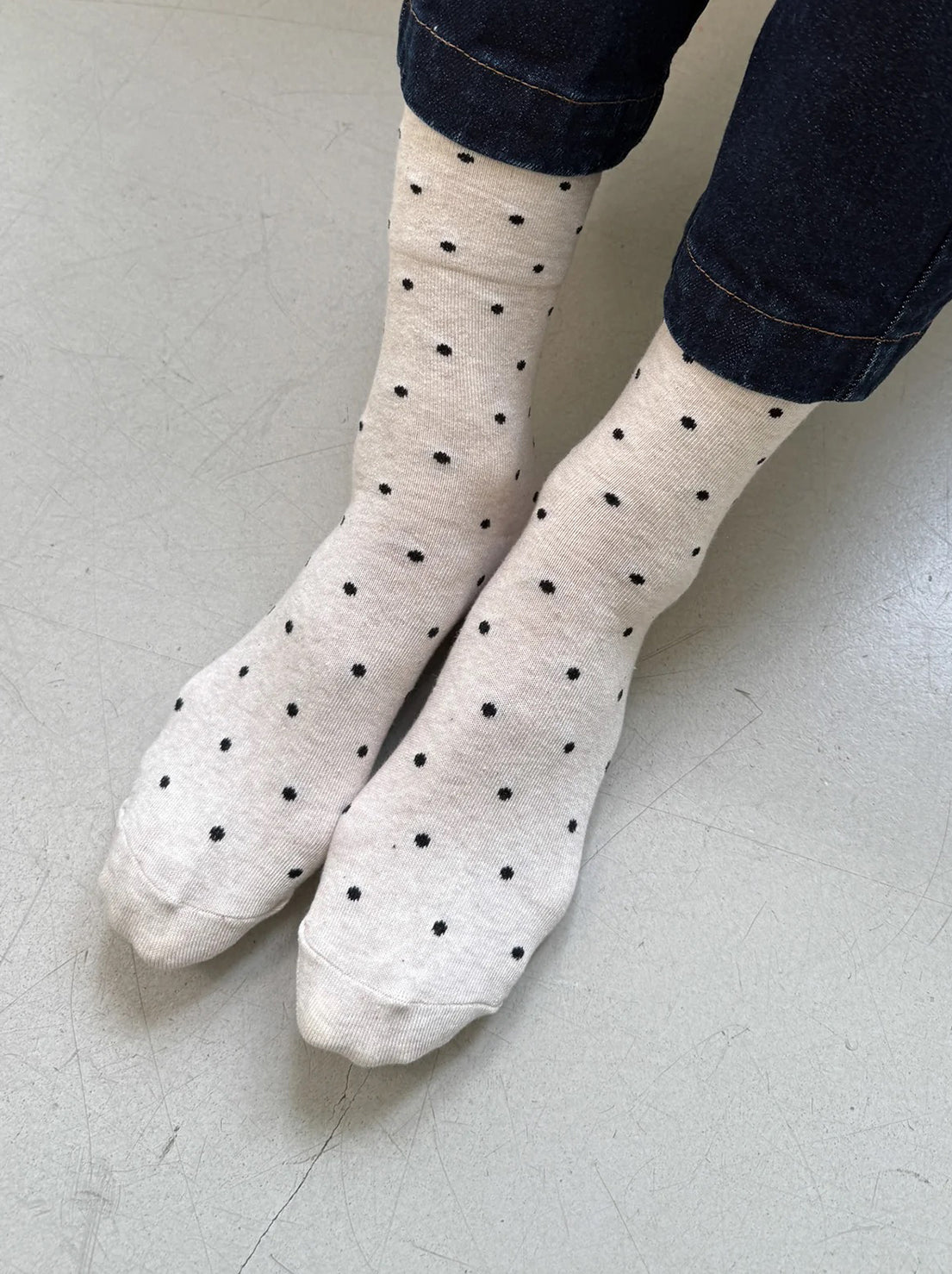 Le Bon Shoppe - Sneaker Socks - Polka Dot - Oatmeal/Black