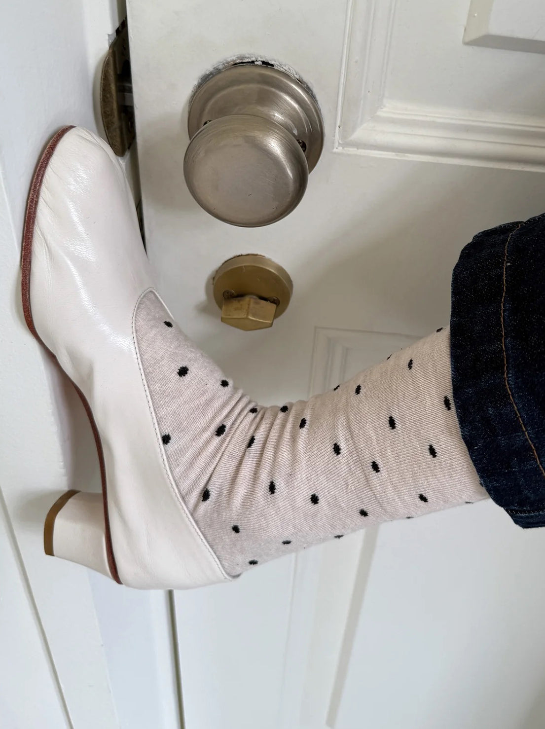 Le Bon Shoppe - Sneaker Socks - Polka Dot - Oatmeal/Black
