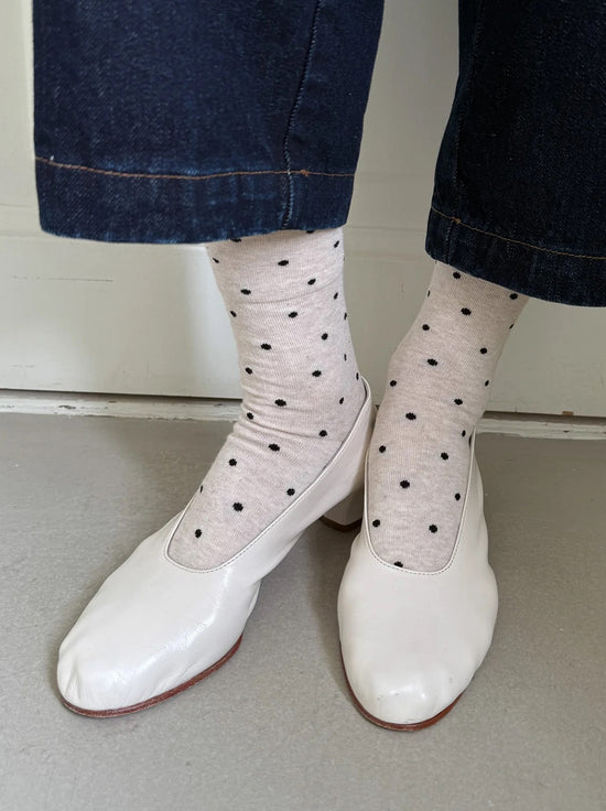 Le Bon Shoppe - Sneaker Socks - Polka Dot - Oatmeal/Black