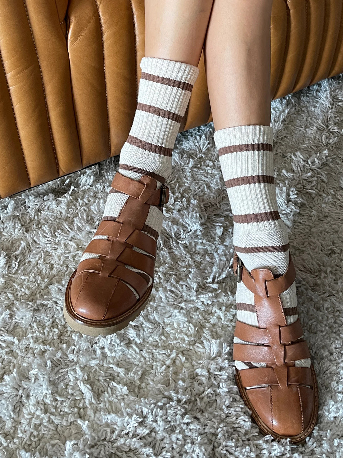 Le Bon Shoppe - Striped Boyfriend Socks - Flax Stripe