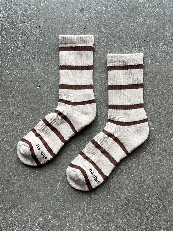 Le Bon Shoppe - Striped Boyfriend Socks - Flax Stripe