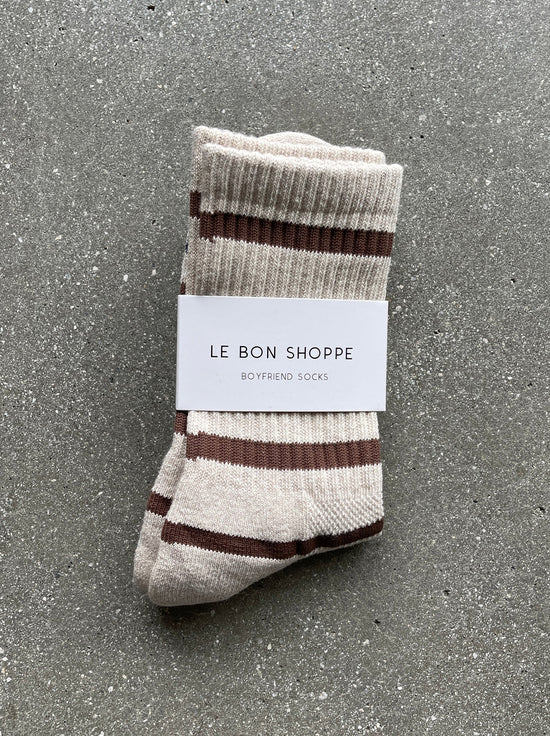 Le Bon Shoppe - Striped Boyfriend Socks - Flax Stripe