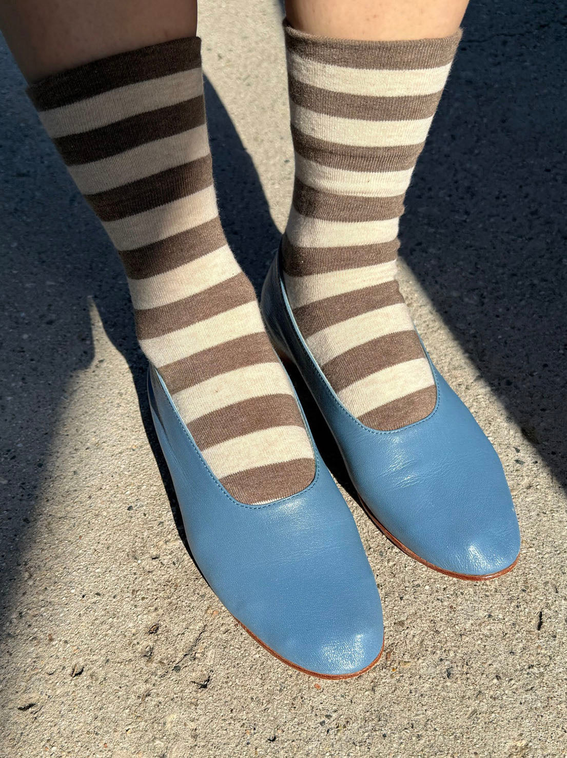 Le Bon Shoppe - Wide Wally Socks - Wide / Brown Stripe