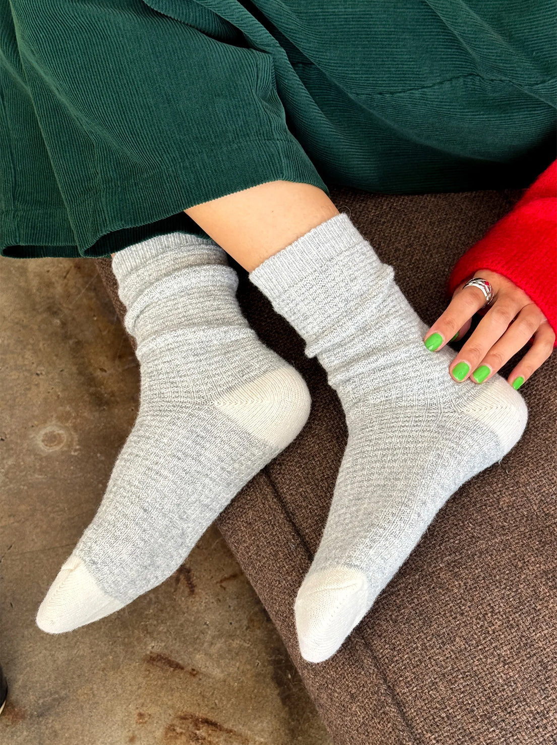 Le Bon Shoppe - Wool Waffled Socks - Stone / Cream