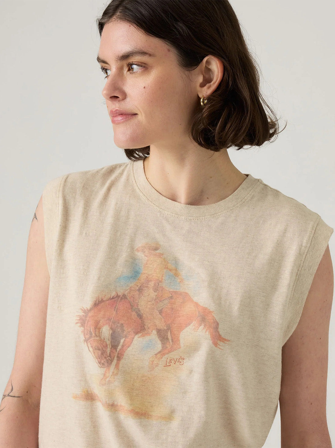 Levi's - Graphic Boxy Tank - Faded Cowboy Oatmeal Heather